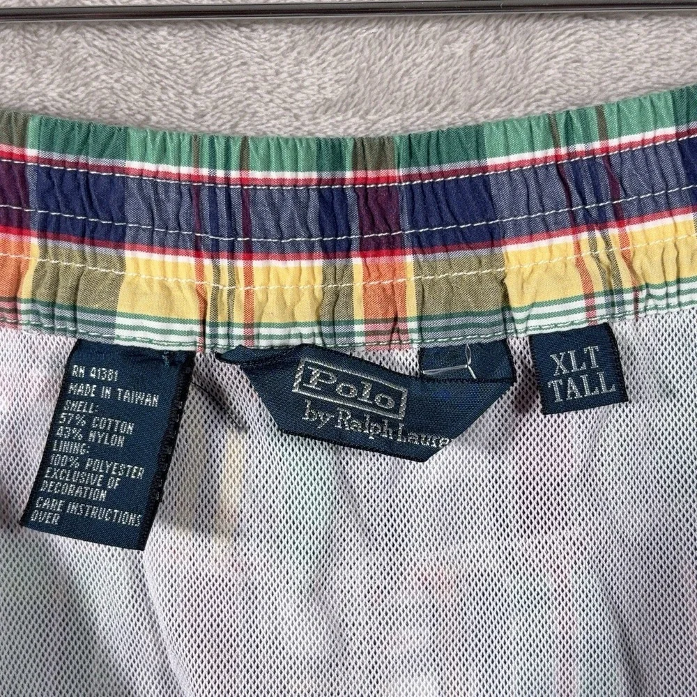 Polo Ralph Lauren Madras Plaid Swim Shorts Mens XLT Big Multicolor Trunks